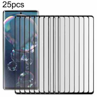 For Sharp Aquos R6 25pcs Full Glue 9H HD 3D Curved Edge Tempered Glass Film(Black)