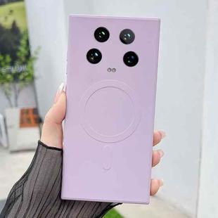 For Xiaomi 14 Ultra Solid Color Liquid Silicone MagSafe Magnetic Phone Case(Grass Purple)