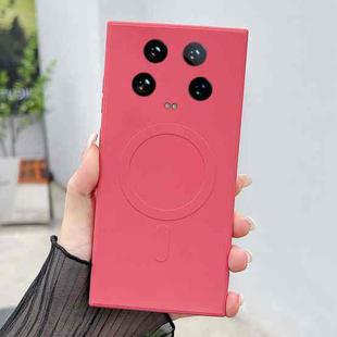 For Xiaomi 14 Ultra Solid Color Liquid Silicone MagSafe Magnetic Phone Case(Camellia Red)