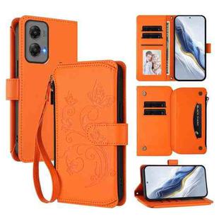 For Motorola Moto G Stylus 5G 2024 Butterfly Love Flower Multi-card Zipper Wallet Leather Phone Case(Orange)