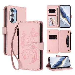 For Motorola Edge X30 5G / S30 Pro Butterfly Love Flower Multi-card Zipper Wallet Leather Phone Case(Pink)