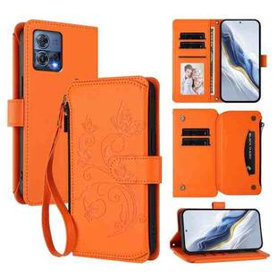 For Motorola Moto S30 Pro Butterfly Love Flower Multi-card Zipper Wallet Leather Phone Case(Orange)