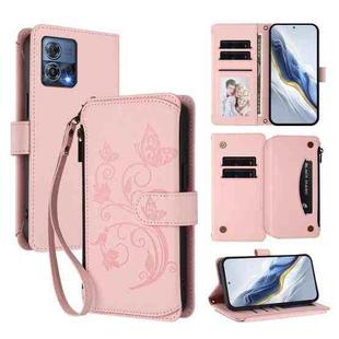 For Motorola Moto S30 Pro Butterfly Love Flower Multi-card Zipper Wallet Leather Phone Case(Pink)