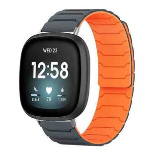 For Fitbit Versa 4 / 3 / Sense 2 / Sense xDfind Magnetic Silicone Watch Band(Grey Orange)