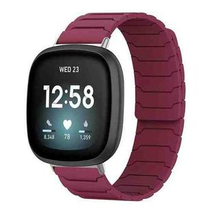 For Fitbit Versa 4 / 3 / Sense 2 / Sense xDfind Magnetic Silicone Watch Band(Wine Red)