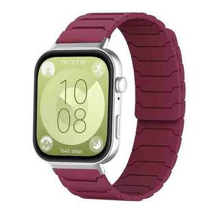 For Huawei Watch Fit4 / Fit4 Pro / Fit3 xDfind Magnetic Silicone Watch Band(Wine Red)
