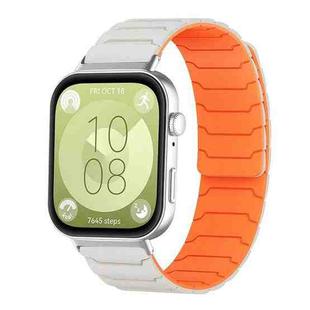 For Huawei Watch Fit4 / Fit4 Pro / Fit3 xDfind Magnetic Silicone Watch Band(Starlight Orange)