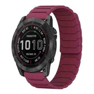 For Garmin Fenix 8/7X/6X/5X 26mm xDfind Magnetic Silicone Watch Band(Wine Red)