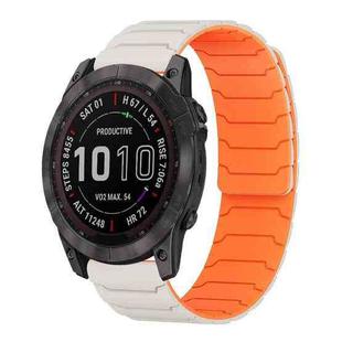 For Garmin Fenix 8/7X/6X/5X 26mm xDfind Magnetic Silicone Watch Band(Starlight Orange)