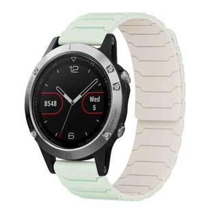 For Garmin Fenix 8/7/6/5 22mm xDfind Magnetic Silicone Watch Band(Mint Green Starlight)