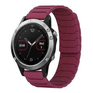 For Garmin Fenix 8/7/6/5 22mm xDfind Magnetic Silicone Watch Band(Wine Red)