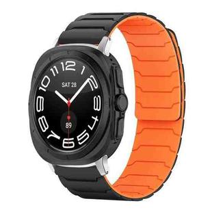 For Samsung Galaxy Watch Ultra / Ultra 2025 xDfind Magnetic Silicone Watch Band(Black Orange)