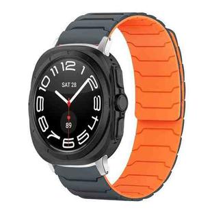 For Samsung Galaxy Watch Ultra / Ultra 2025 xDfind Magnetic Silicone Watch Band(Grey Orange)