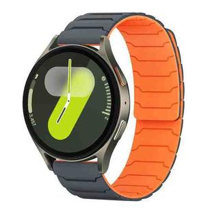For Samsung Galaxy Watch 7 / 6 / 5 / FE xDfind Magnetic Silicone Watch Band(Grey Orange)