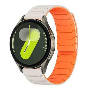 For Samsung Galaxy Watch 7 / 6 / 5 / FE xDfind Magnetic Silicone Watch Band(Starlight Orange)