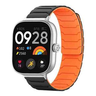 For Xiaomi Smart Band 9 Pro/8 Pro/Redmi Watch 5/4 xDfind Magnetic Silicone Watch Band(Black Orange)