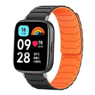 For Redmi Watch 3 Active / Watch 3 Lite xDfind Magnetic Silicone Watch Band(Black Orange)