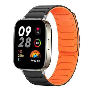 For Redmi Watch 3 xDfind Magnetic Silicone Watch Band(Black Orange)