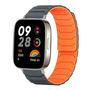 For Redmi Watch 3 xDfind Magnetic Silicone Watch Band(Grey Orange)