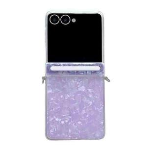 For Samsung Galaxy Flip7 5G Side Buckle Axis Pearlescent Shell Texture Phone Case(Purple)