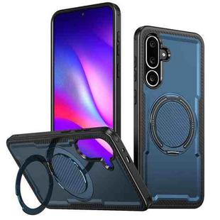 For Samsung Galaxy M56 5G / F56 5G Metal 360 Degree Rotation Holder MagSafe Phone Case(Navy Blue)
