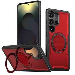 For Samsung Galaxy S25 Ultra 5G Metal 360 Degree Rotation Holder MagSafe Phone Case(Red)