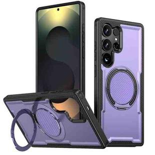 For Samsung Galaxy S25 Ultra 5G Metal 360 Degree Rotation Holder MagSafe Phone Case(Purple)