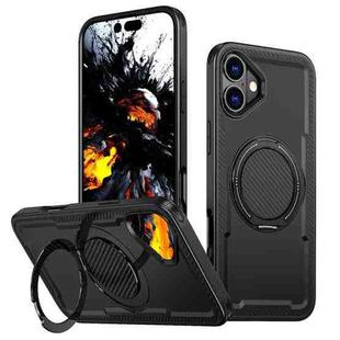 For iPhone 16 Plus Metal 360 Degree Rotation Holder MagSafe Phone Case(Black)