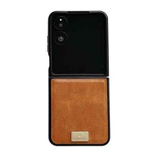 For Xiaomi Mix Flip 2 Crazy Horse Texture PU Phone Case(Orange)