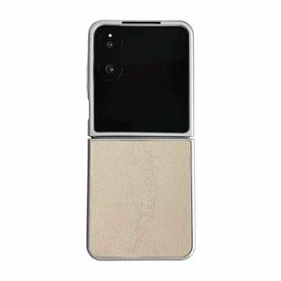 For Xiaomi Mix Flip 2 Silver Frame Morandi Leather Texture Phone Case(Gold)