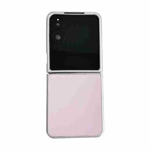 For Xiaomi Mix Flip 2 Silver Frame Morandi Leather Texture Phone Case(Pink)