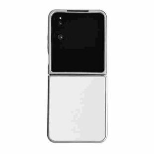 For Xiaomi Mix Flip 2 Silver Frame Morandi Leather Texture Phone Case(White)