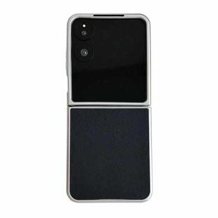 For Xiaomi Mix Flip 2 Silver Frame Morandi Leather Texture Phone Case(Black)