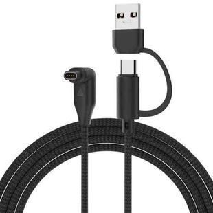 For Garmin 2 in 1 Type-C and USB-A Braid Watch Charging Cable, Length: 1m, Type:Elbow Head(Black)