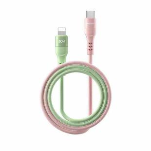 REMAX CB16 PD30W Type-C to 8 Pin Macaron Braided Fast Charging Data Cable, Length: 1.2m(Pink Green)