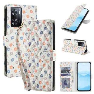 For OPPO A57 4G Global Flower Pattern Buckle Leather Phone Case with Lanyard(Florals)