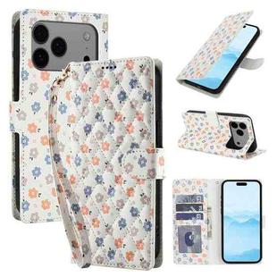 For iPhone 17 Pro Max Flower Pattern Buckle Leather Phone Case with Lanyard(Florals)