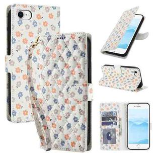 For iPhone SE 2022 / SE 2020 / 8 / 7 Flower Pattern Buckle Leather Phone Case with Lanyard(Florals)