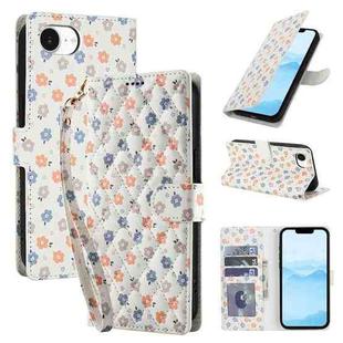 For iPhone 16e Flower Pattern Buckle Leather Phone Case with Lanyard(Florals)