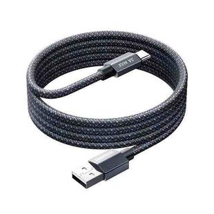 REMAX CB01 3A USB to Type-C Aluminum Alloy Braided Fast Charging Data Cable with LED Light, Length: 1.2m(Black)