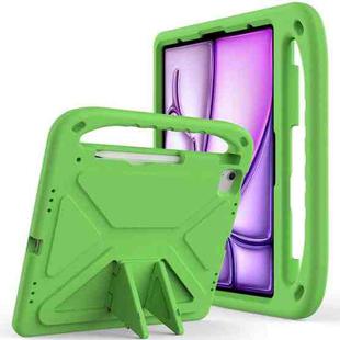 For iPad Air 13 2024 / 2025 Handle EVA Shockproof Tablet Case with Holder(Green)