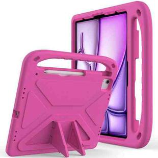 For iPad Air 13 2024 / 2025 Handle EVA Shockproof Tablet Case with Holder(Rose Red)