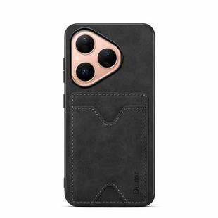 For Huawei Pura 80 5G Denior D06 PU Back Cover Card Slot Holder Phone Case(Black)