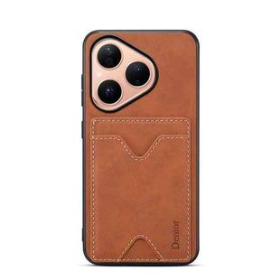 For Huawei Pura 80 5G Denior D06 PU Back Cover Card Slot Holder Phone Case(Brown)