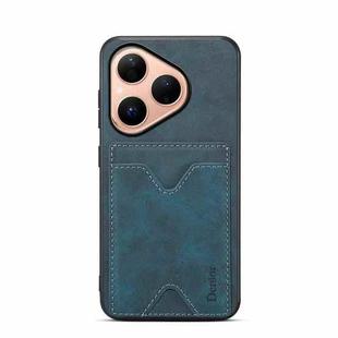 For Huawei Pura 80 5G Denior D06 PU Back Cover Card Slot Holder Phone Case(Blue)