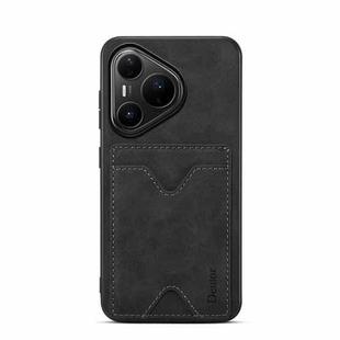 For Huawei Pura 80 Pro 5G Denior D06 PU Back Cover Card Slot Holder Phone Case(Black)