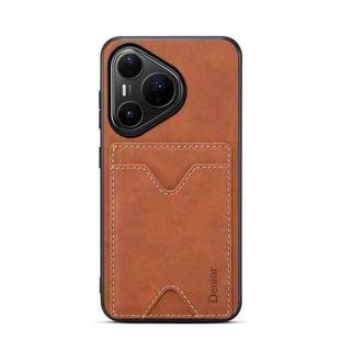 For Huawei Pura 80 Pro 5G Denior D06 PU Back Cover Card Slot Holder Phone Case(Brown)