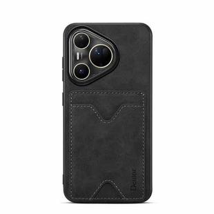 For Huawei Pura 80 Ultra 5G Denior D06 PU Back Cover Card Slot Holder Phone Case(Black)
