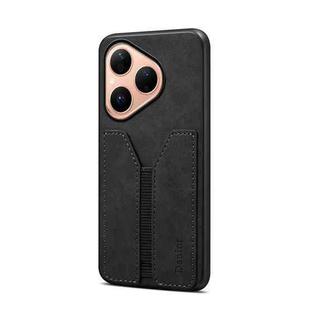 For Huawei Pura 80 5G Denior D07 DV Elastic Card Slot PU Back Cover Phone Case(Black)