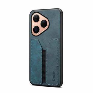 For Huawei Pura 80 5G Denior D07 DV Elastic Card Slot PU Back Cover Phone Case(Blue)